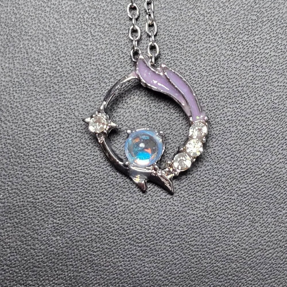Moonlit Dreams Necklace With Purple Enamel & Crystals (NWOT) - Picture 2 of 5